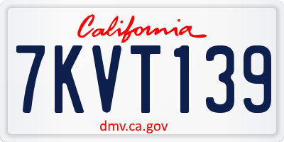 CA license plate 7KVT139