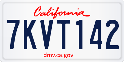 CA license plate 7KVT142