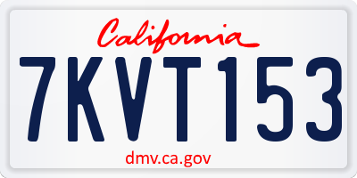 CA license plate 7KVT153