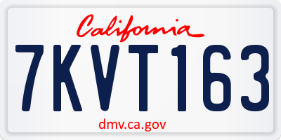 CA license plate 7KVT163