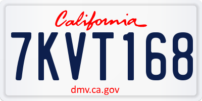 CA license plate 7KVT168