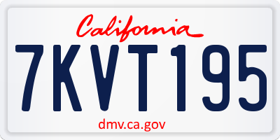 CA license plate 7KVT195