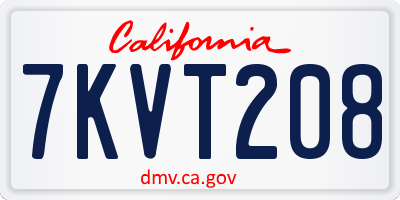 CA license plate 7KVT208