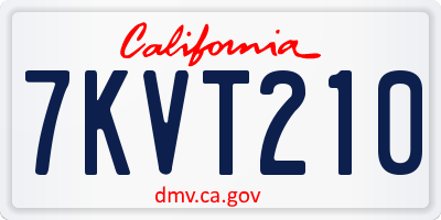 CA license plate 7KVT210