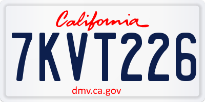 CA license plate 7KVT226