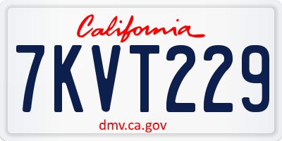 CA license plate 7KVT229