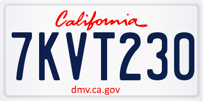 CA license plate 7KVT230