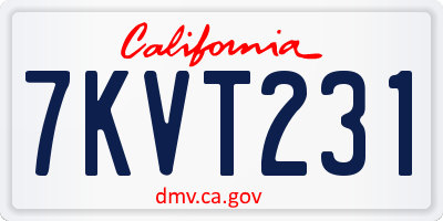 CA license plate 7KVT231