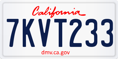 CA license plate 7KVT233