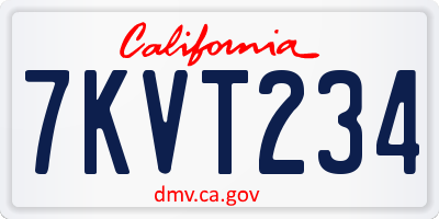 CA license plate 7KVT234