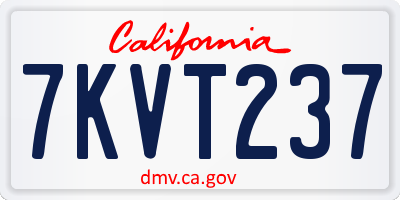CA license plate 7KVT237