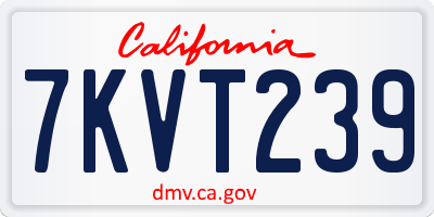 CA license plate 7KVT239