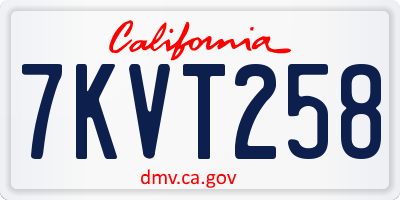 CA license plate 7KVT258