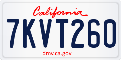CA license plate 7KVT260