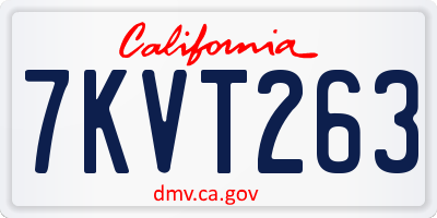 CA license plate 7KVT263