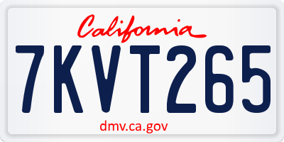 CA license plate 7KVT265