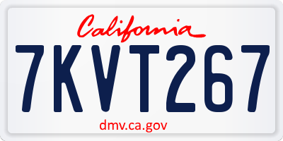 CA license plate 7KVT267