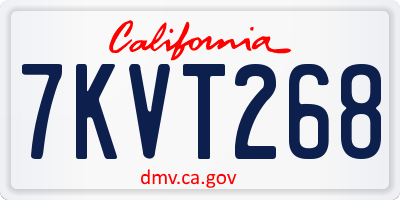 CA license plate 7KVT268