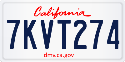 CA license plate 7KVT274