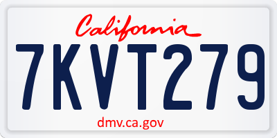 CA license plate 7KVT279
