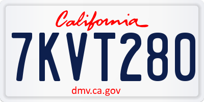 CA license plate 7KVT280