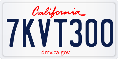 CA license plate 7KVT300