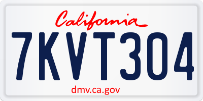 CA license plate 7KVT304
