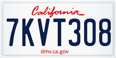 CA license plate 7KVT308