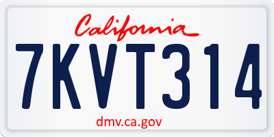 CA license plate 7KVT314