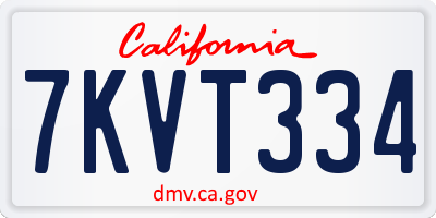 CA license plate 7KVT334