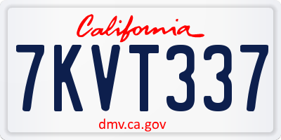 CA license plate 7KVT337
