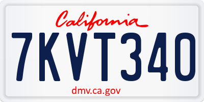 CA license plate 7KVT340