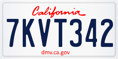 CA license plate 7KVT342