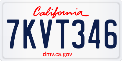 CA license plate 7KVT346