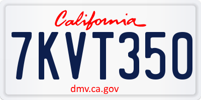 CA license plate 7KVT350