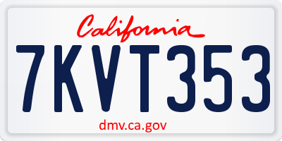 CA license plate 7KVT353