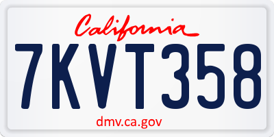 CA license plate 7KVT358