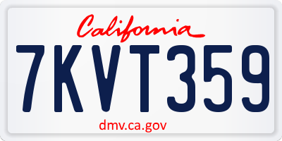 CA license plate 7KVT359