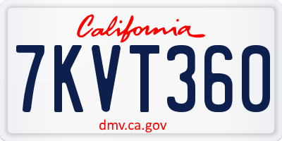 CA license plate 7KVT360