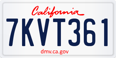 CA license plate 7KVT361
