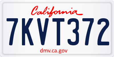 CA license plate 7KVT372