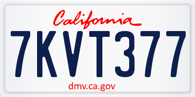 CA license plate 7KVT377