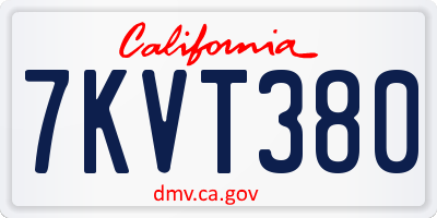 CA license plate 7KVT380