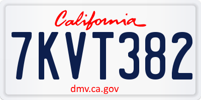 CA license plate 7KVT382