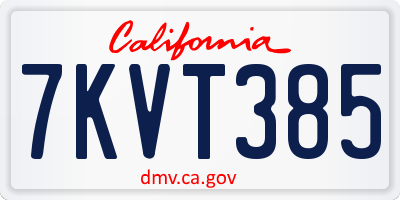 CA license plate 7KVT385