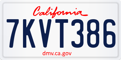 CA license plate 7KVT386