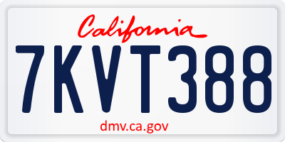 CA license plate 7KVT388