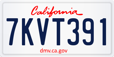 CA license plate 7KVT391