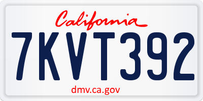 CA license plate 7KVT392