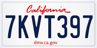 CA license plate 7KVT397